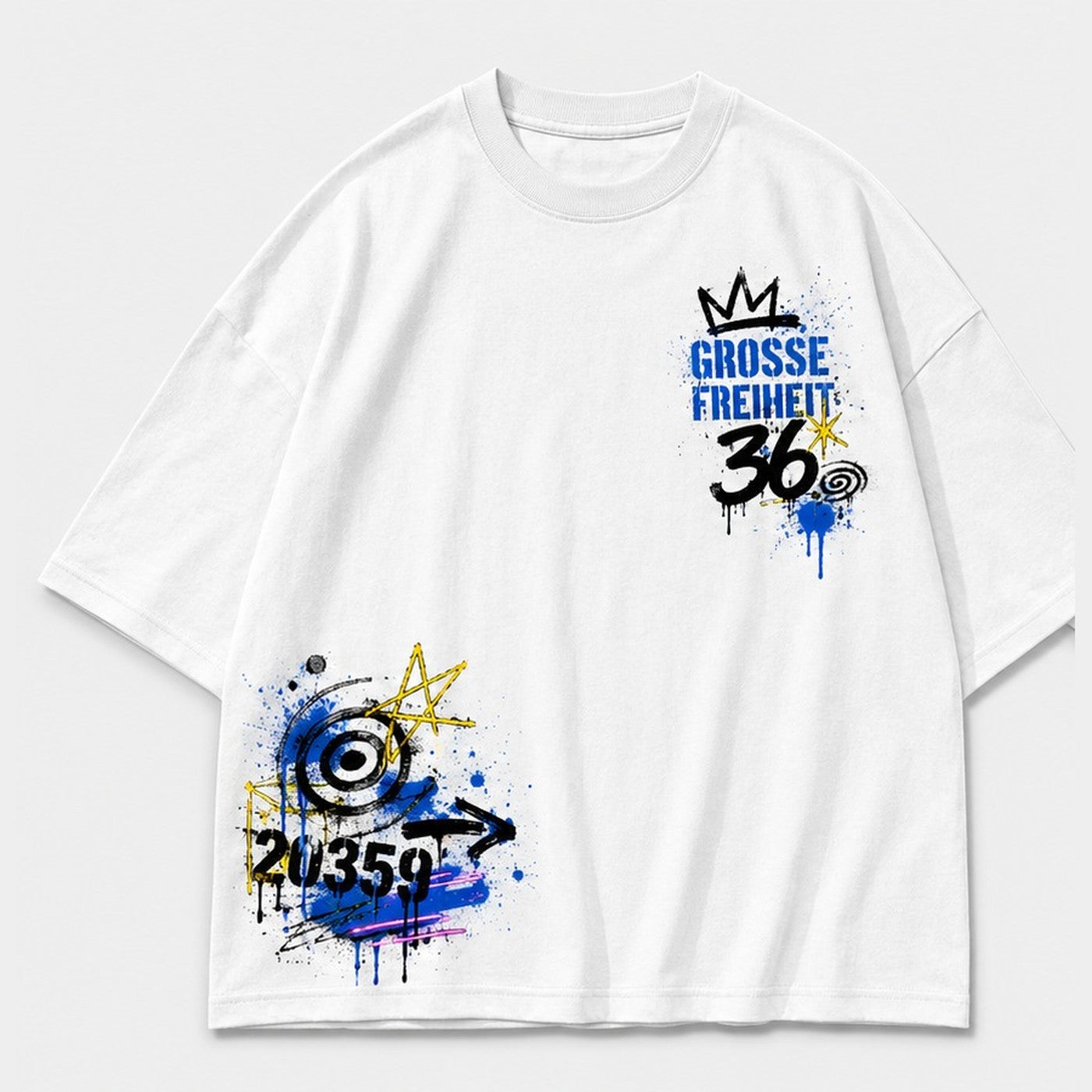 Grosse Freiheit 36 Oversized T-Shirt Weiß, Vorderansicht mit Brustprint