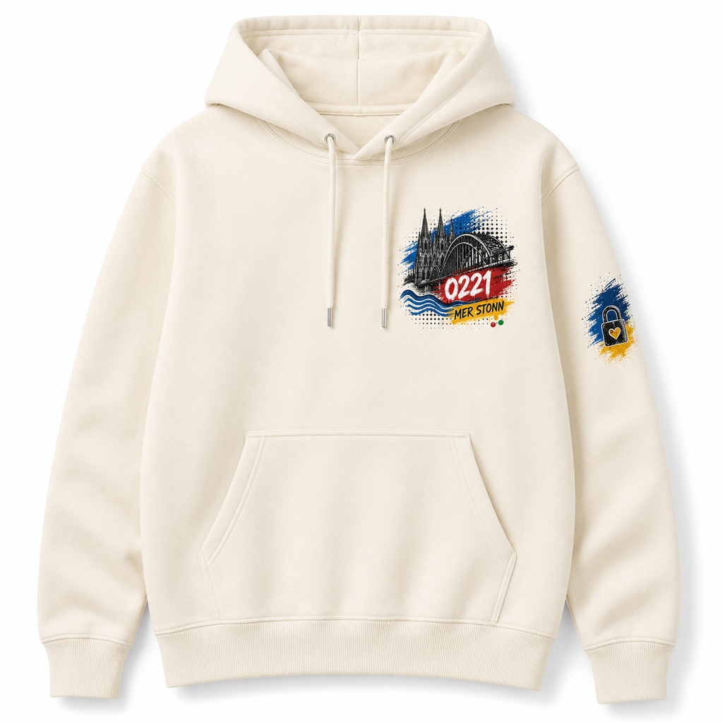 Hohenzollernbrücke Heavy Hoodie Natural, Vorderansicht