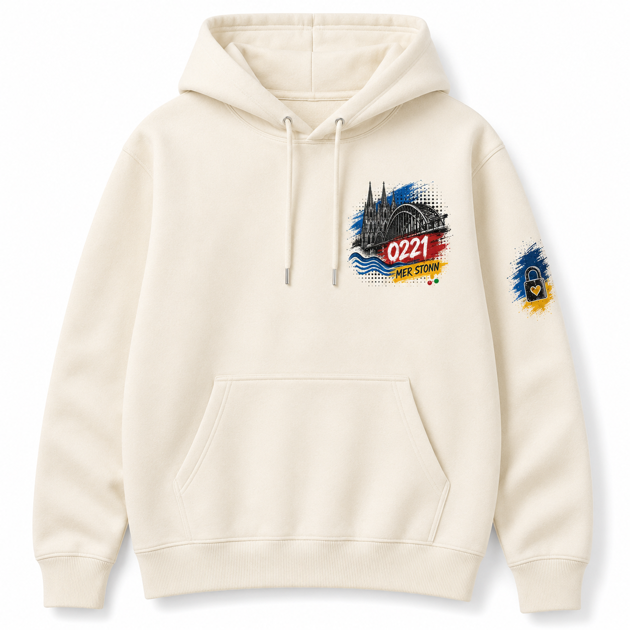 Hohenzollernbrücke Heavy Hoodie Natural, Vorderansicht