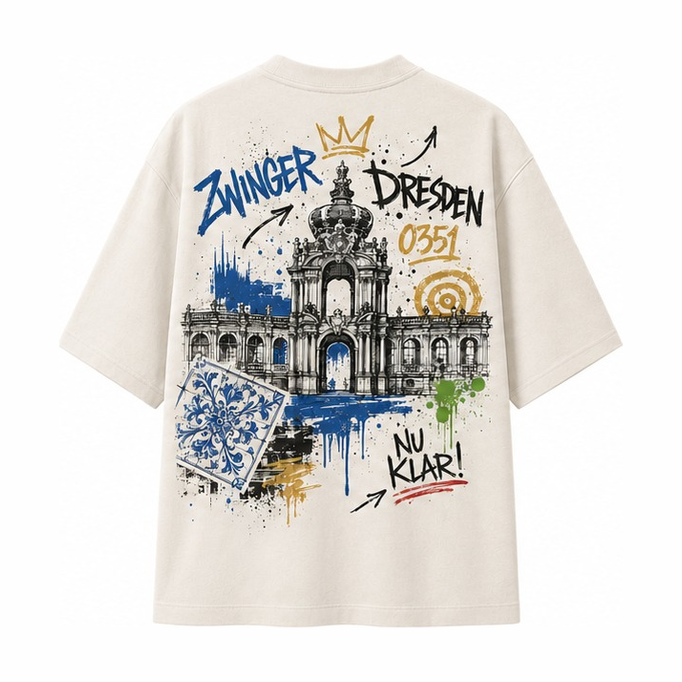 Zwinger Kronentor Oversized T-Shirt Natural, Rückansicht mit Kronentor