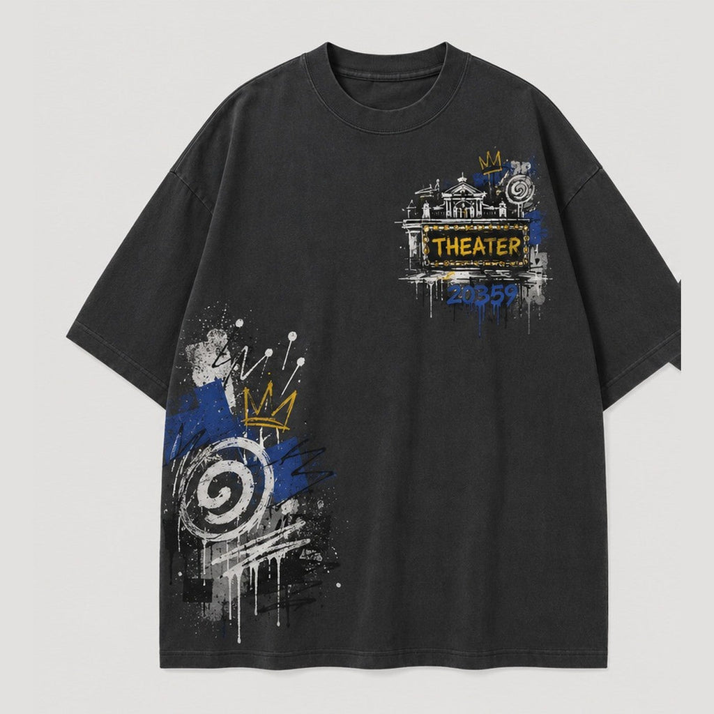 Theater 20359 Oversized T-Shirt Washed Black, Vorderansicht