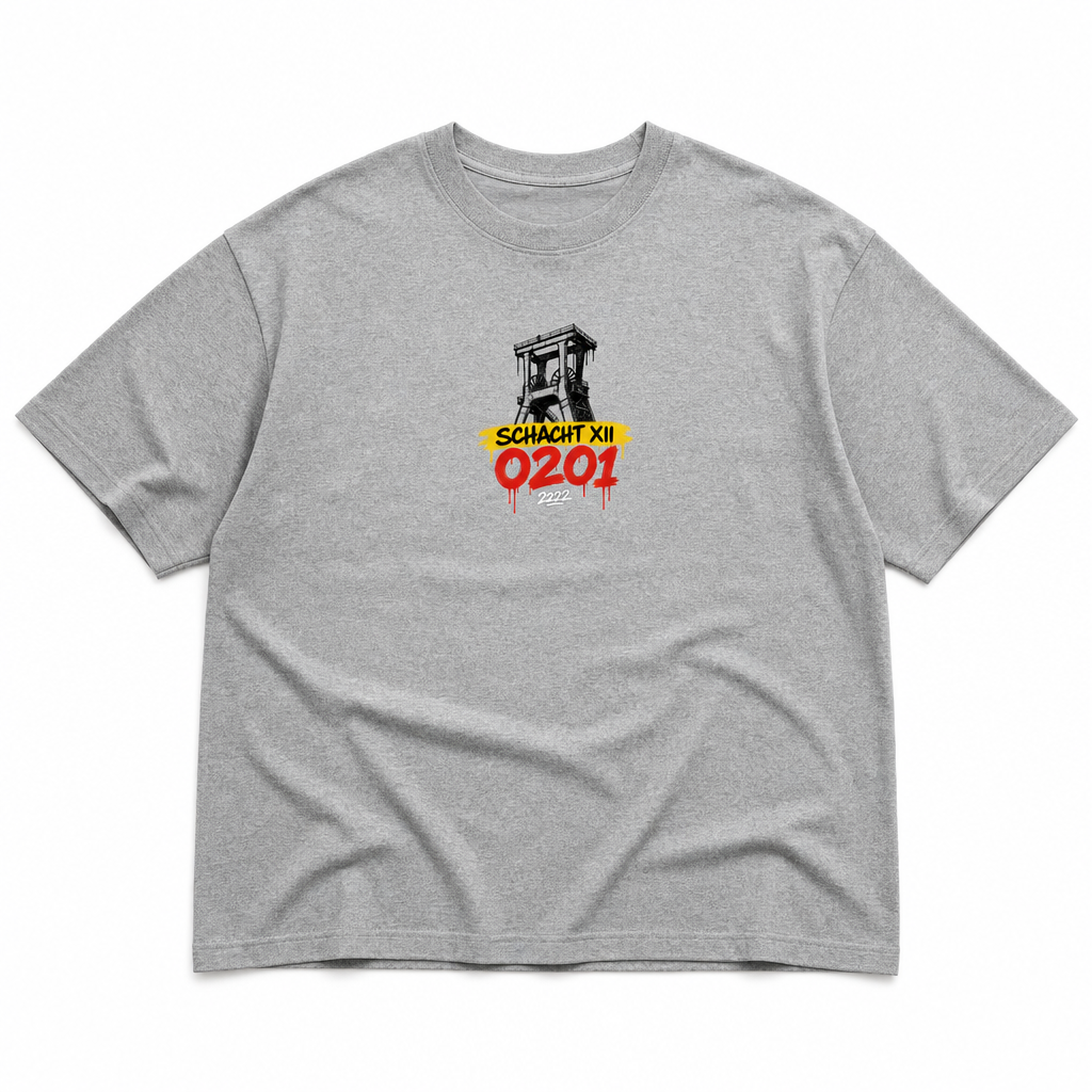 Zollverein Schacht XII Oversized T-Shirt Essen Grau meliert Vorderansicht mit Brustdruck