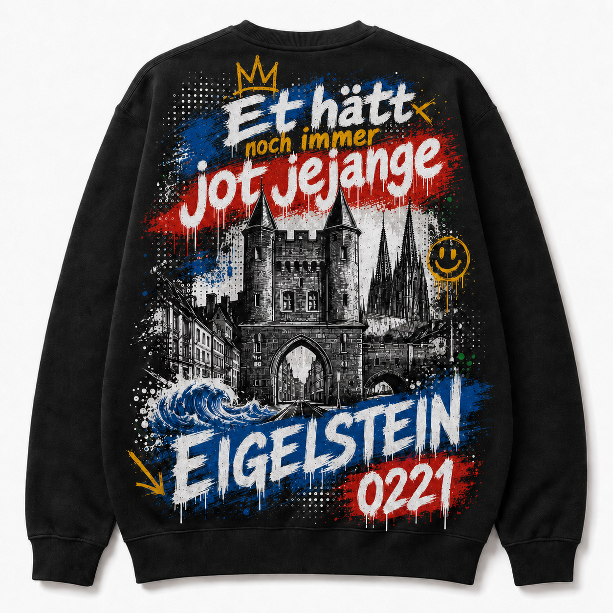 Eigelstein Torburg Heavy Sweater Schwarz, Rückansicht mit Torburg