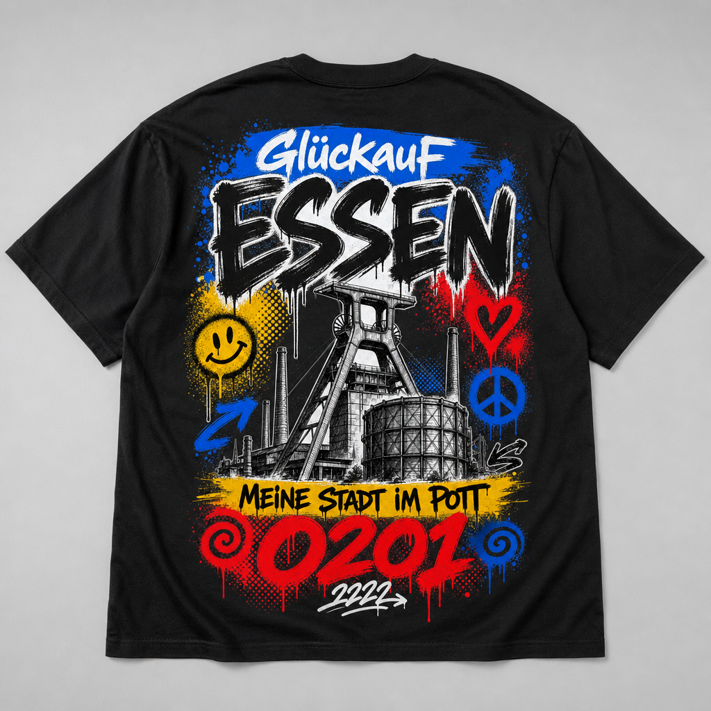 Zollverein Glückauf Oversized T-Shirt Essen schwarz Rückansicht