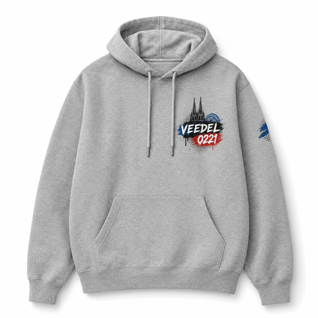Belgisches Viertel Heavy Hoodie Grau meliert, Vorderansicht