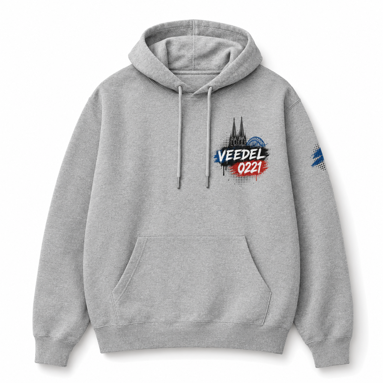 Belgisches Viertel Heavy Hoodie Grau meliert, Vorderansicht