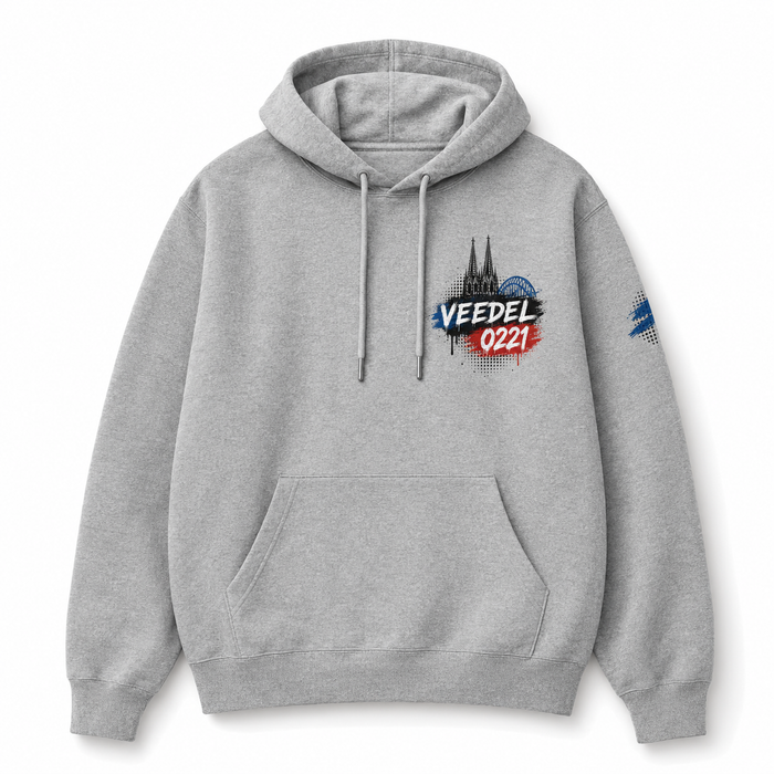 Belgisches Viertel Heavy Hoodie Grau meliert, Vorderansicht