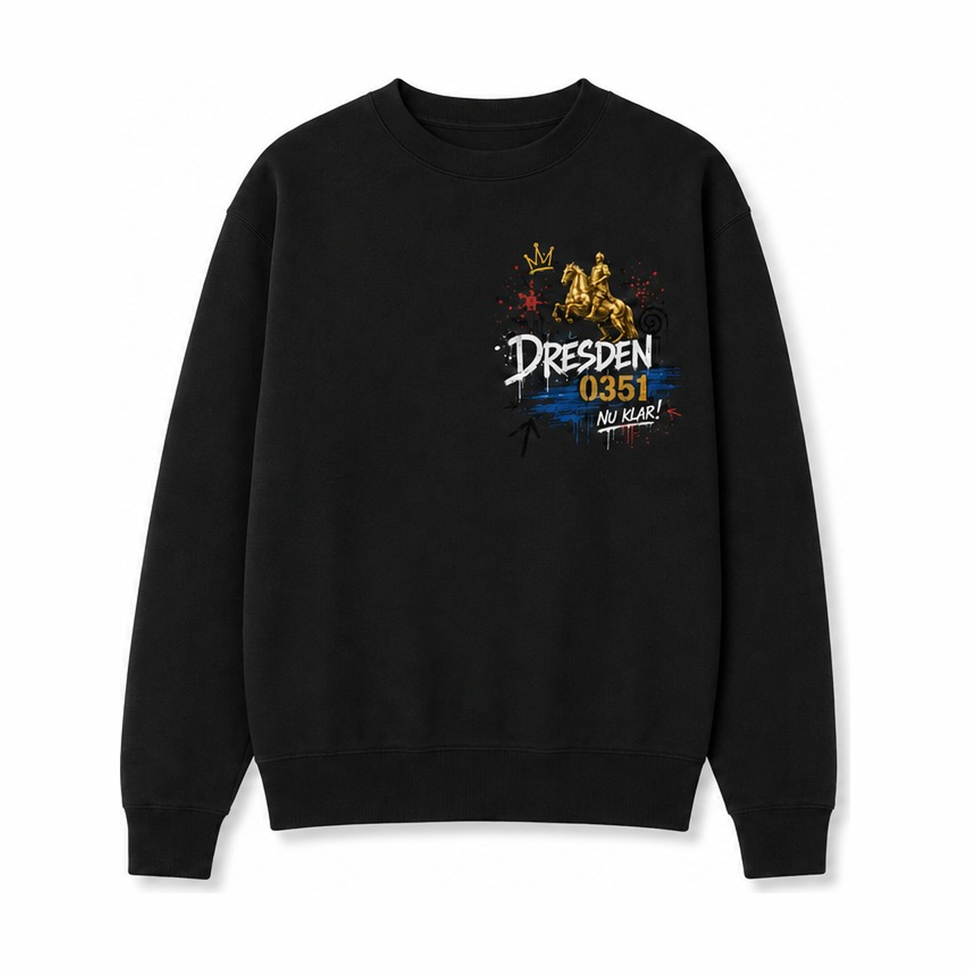Goldener Reiter Heavy Sweater Schwarz, Vorderansicht