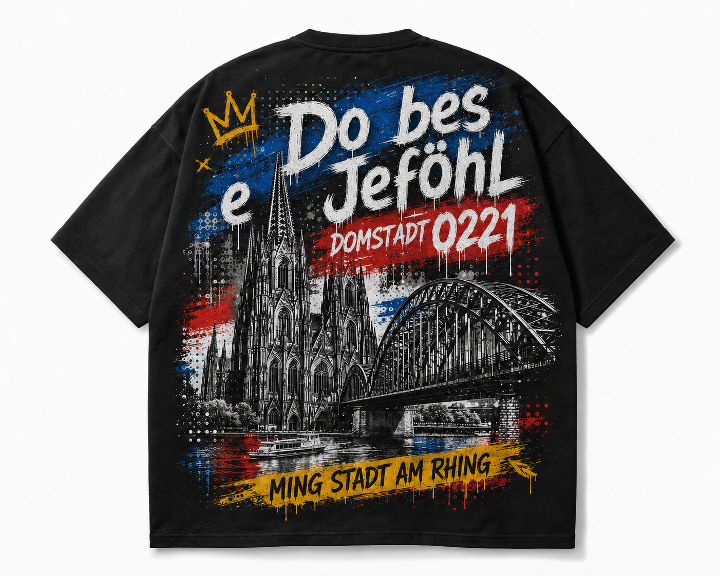 Domstadt Oversized T-Shirt Schwarz, Rückansicht mit Dom-Silhouette