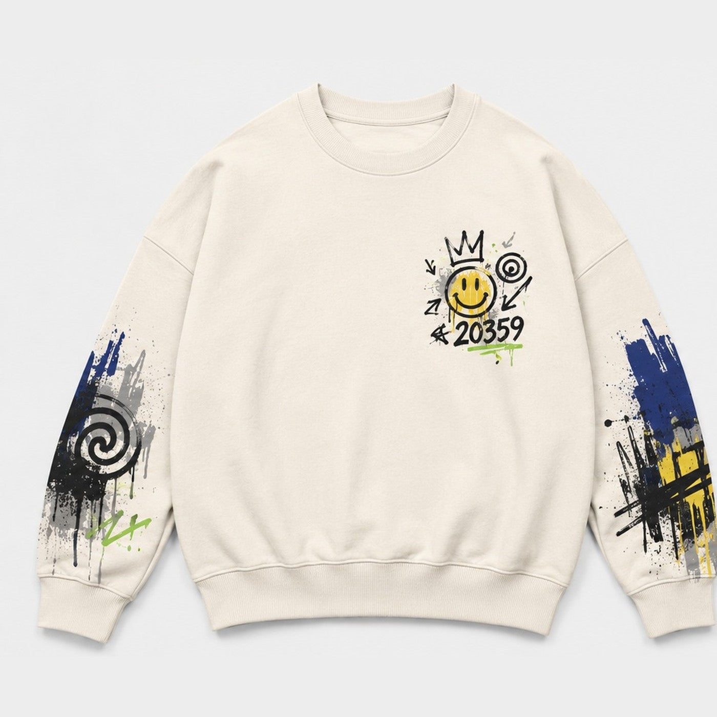 Reeperbahn Kiez Nacht Sweater Natural, Vorderansicht mit Smiley