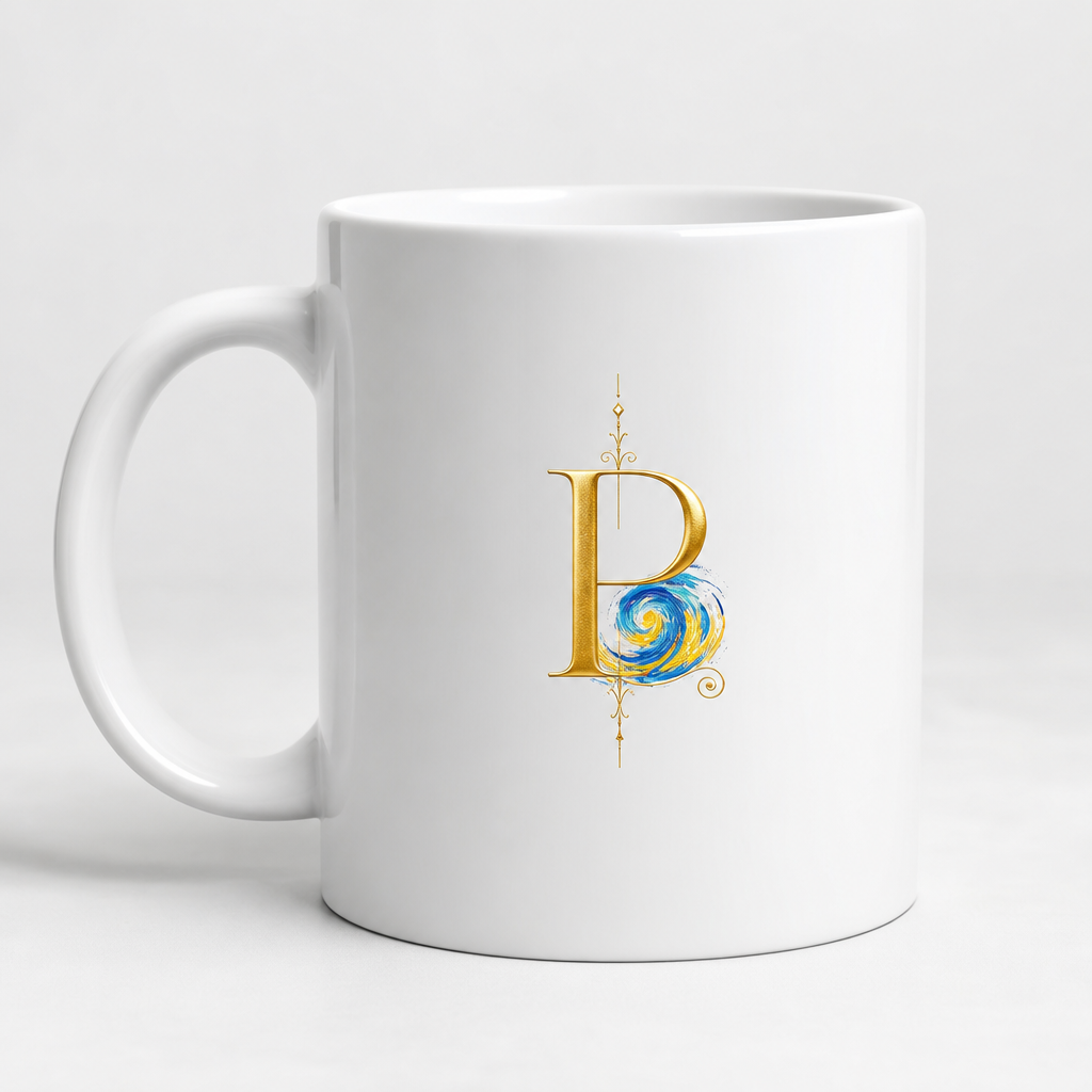 Stadtname Meisterwerk Tasse, Monogramm-Seite