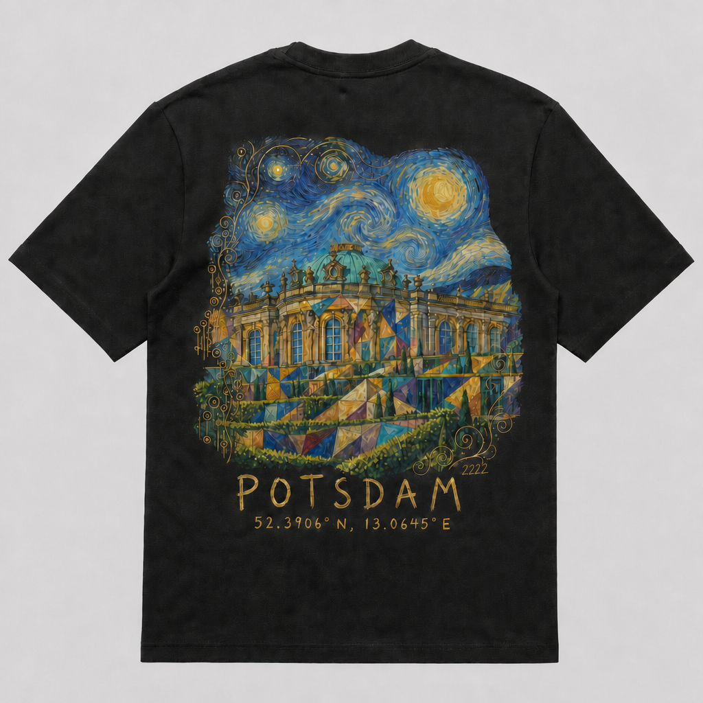 Sanssouci Meisterwerk T-Shirt Black, Rückansicht mit Signatur