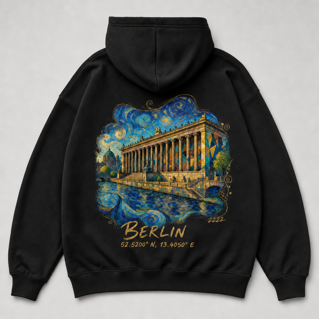 Museumsinsel Meisterwerk Hoodie, Rückansicht mit Signatur