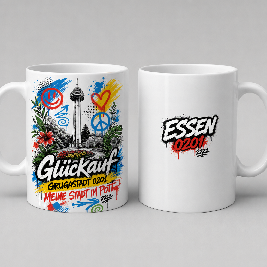 Glückauf Grugastadt 0201 Tasse beidseitig bedruckt