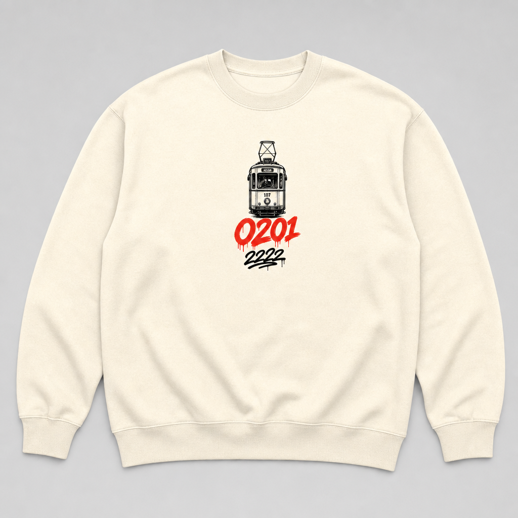 Rüttenscheid Heavy Sweater Essen Natural Vorderansicht mit Brustdruck
