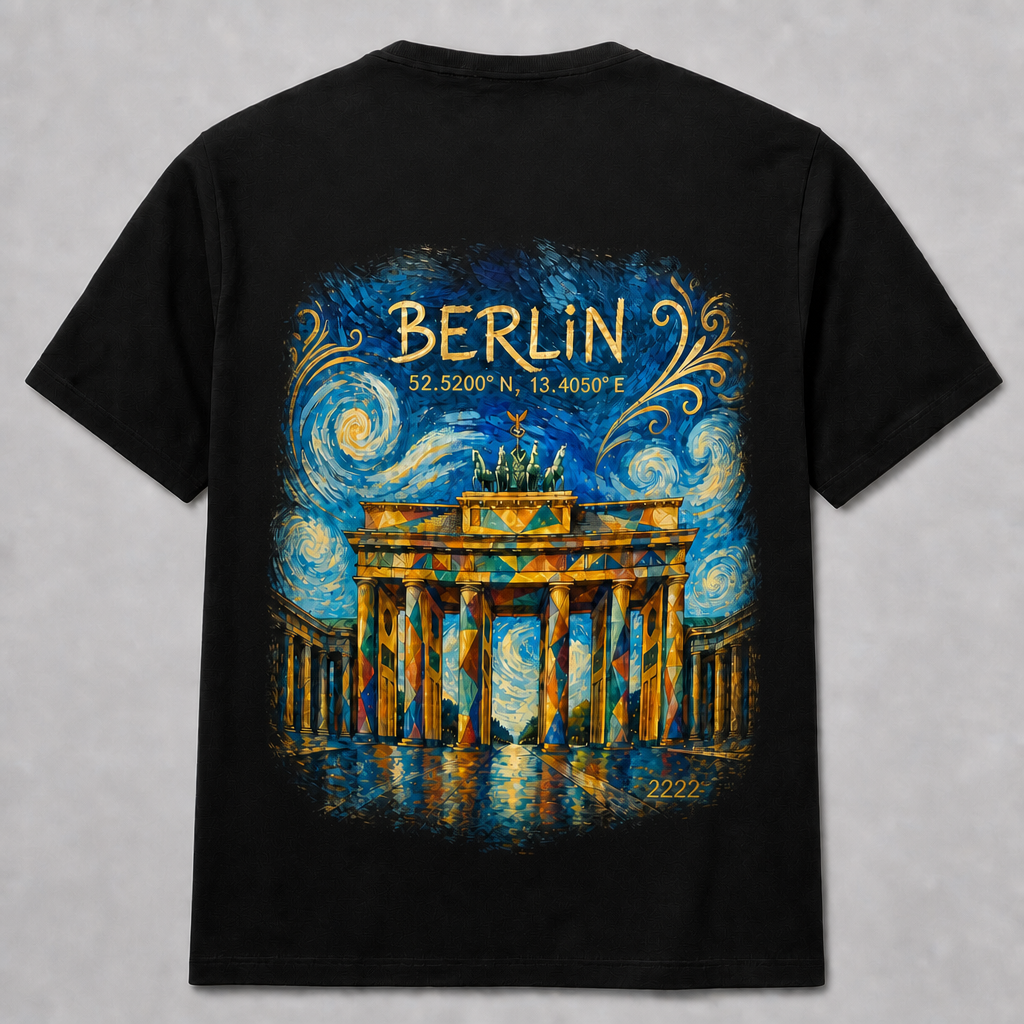 Brandenburger Tor Meisterwerk T-Shirt Black, Rückansicht (mittig)