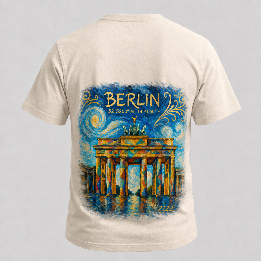 Brandenburger Tor Meisterwerk T-Shirt Natural Raw, Rückansicht (tiefer positioniert)