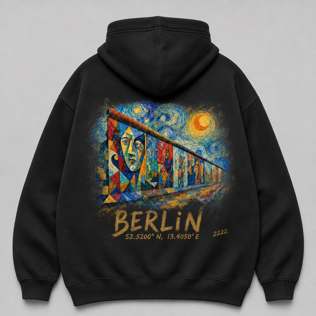 East Side Gallery Meisterwerk Hoodie Berlin Black, Rückansicht