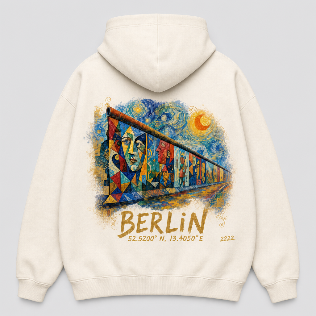 East Side Gallery Meisterwerk Hoodie Berlin Natural Raw, Rückansicht