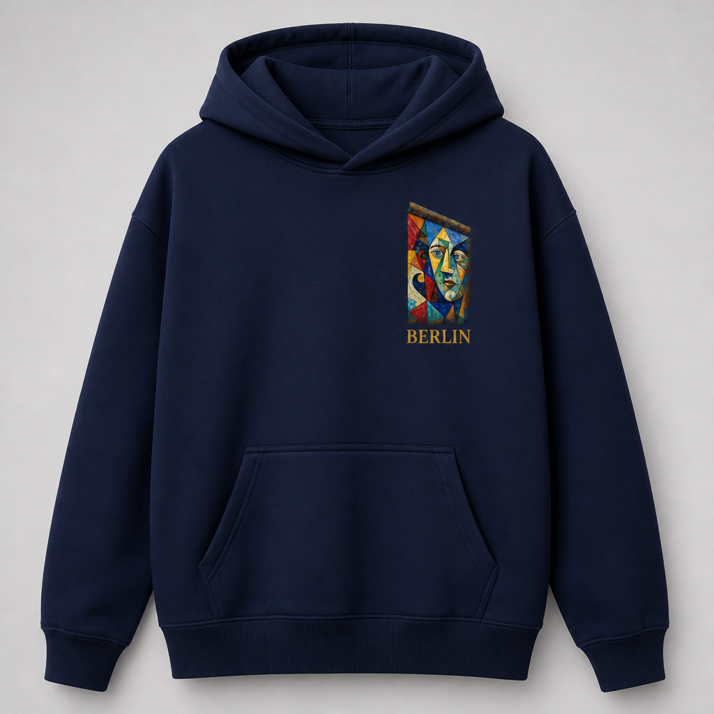 East Side Gallery Meisterwerk Hoodie Berlin French Navy, Vorderansicht