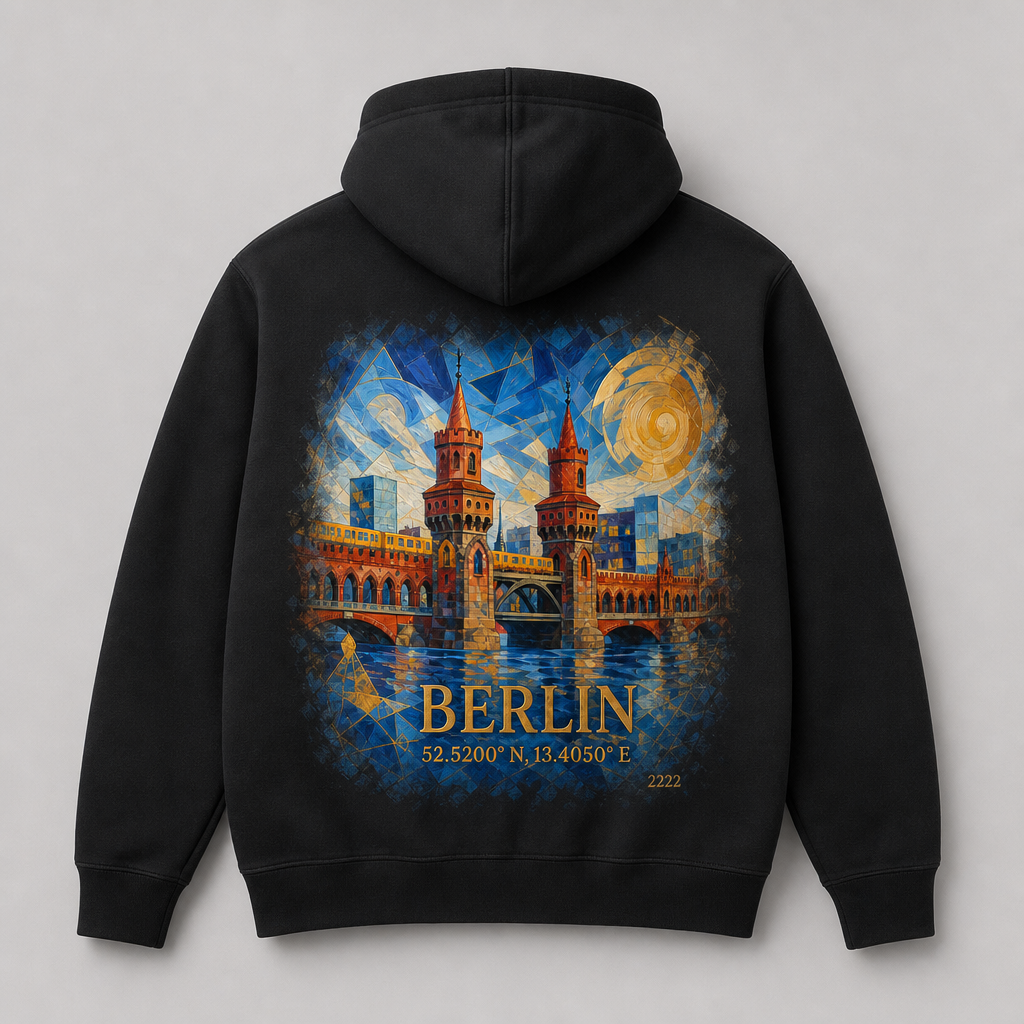 Oberbaumbrücke Meisterwerk Zip-Hoodie Berlin Black, Rückansicht
