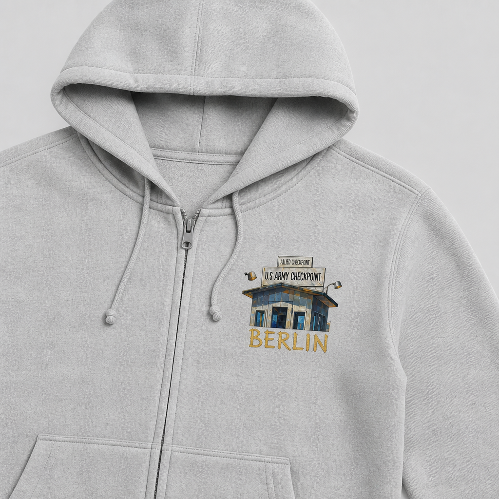 Checkpoint Charlie Meisterwerk Zip-Hoodie Berlin, Vorderansicht