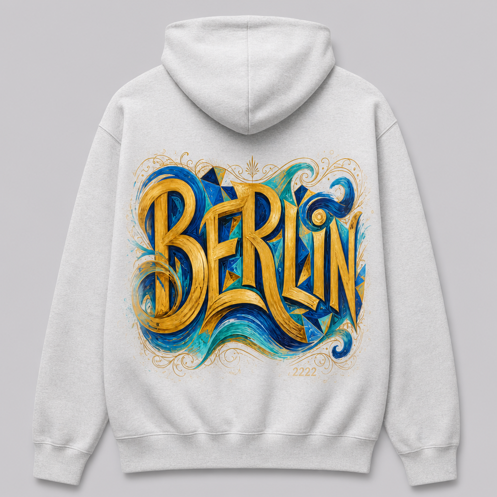 Berlin Schriftzug Meisterwerk Zip-Hoodie, Rückansicht