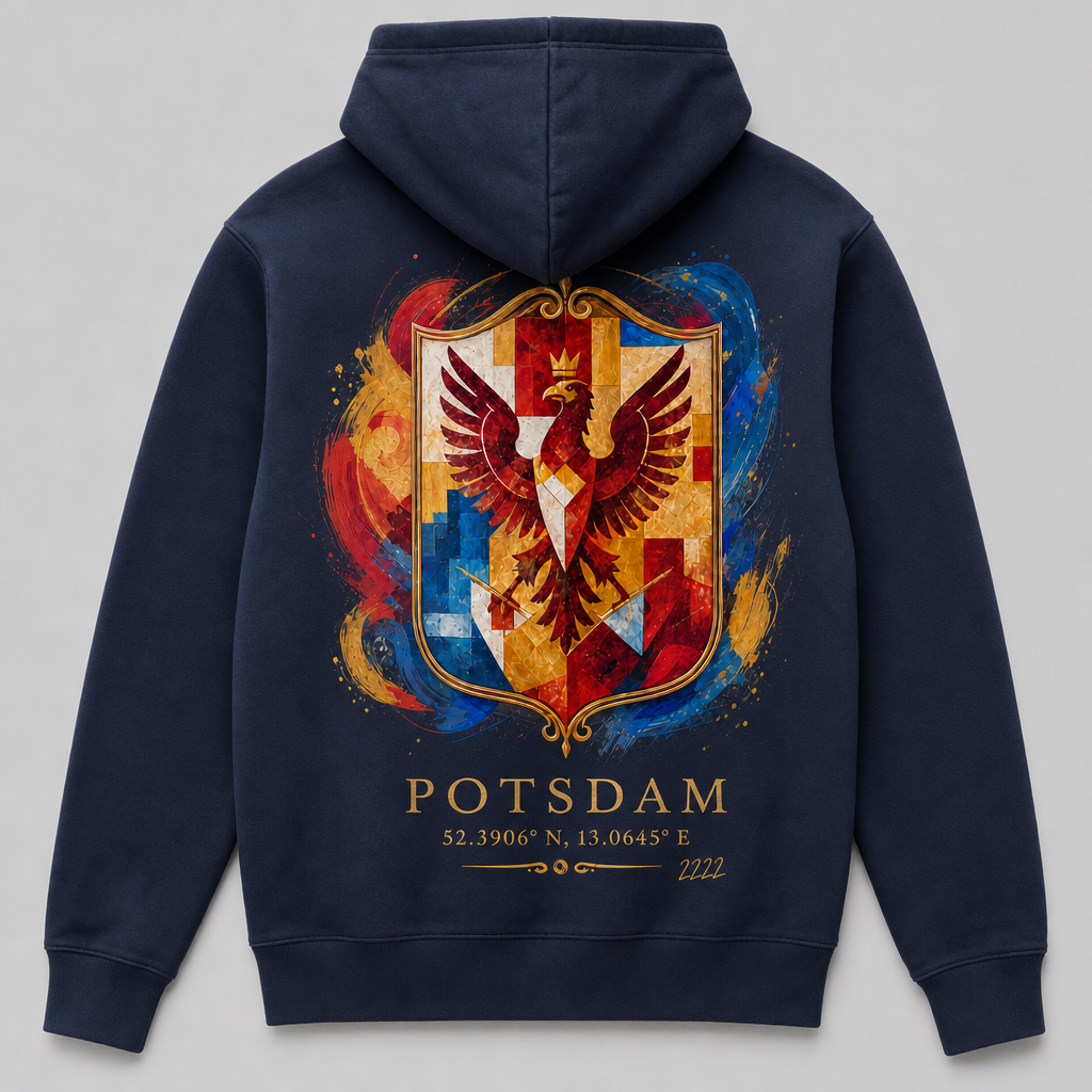 Potsdam-Wappen Meisterwerk Zip-Hoodie French Navy, Rückansicht