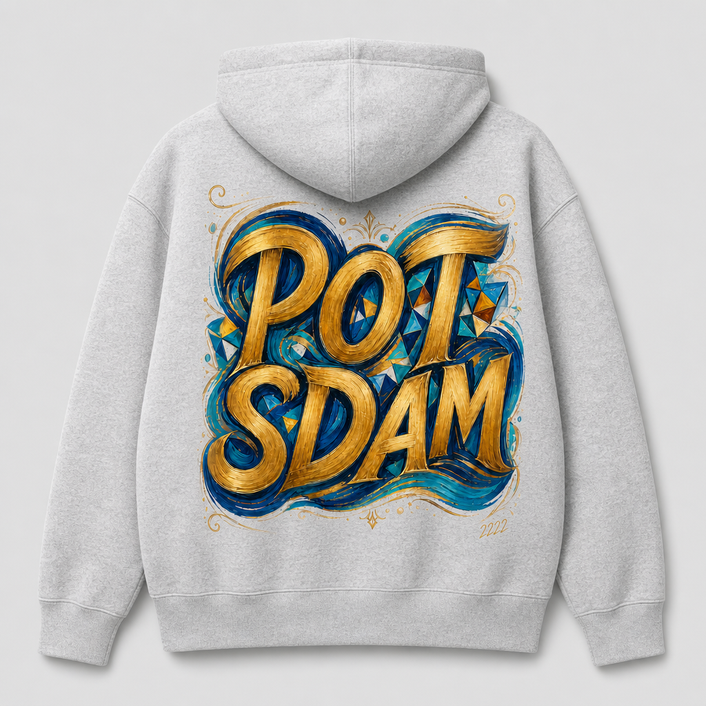 Potsdam Schriftzug Meisterwerk Zip-Hoodie, Rückansicht