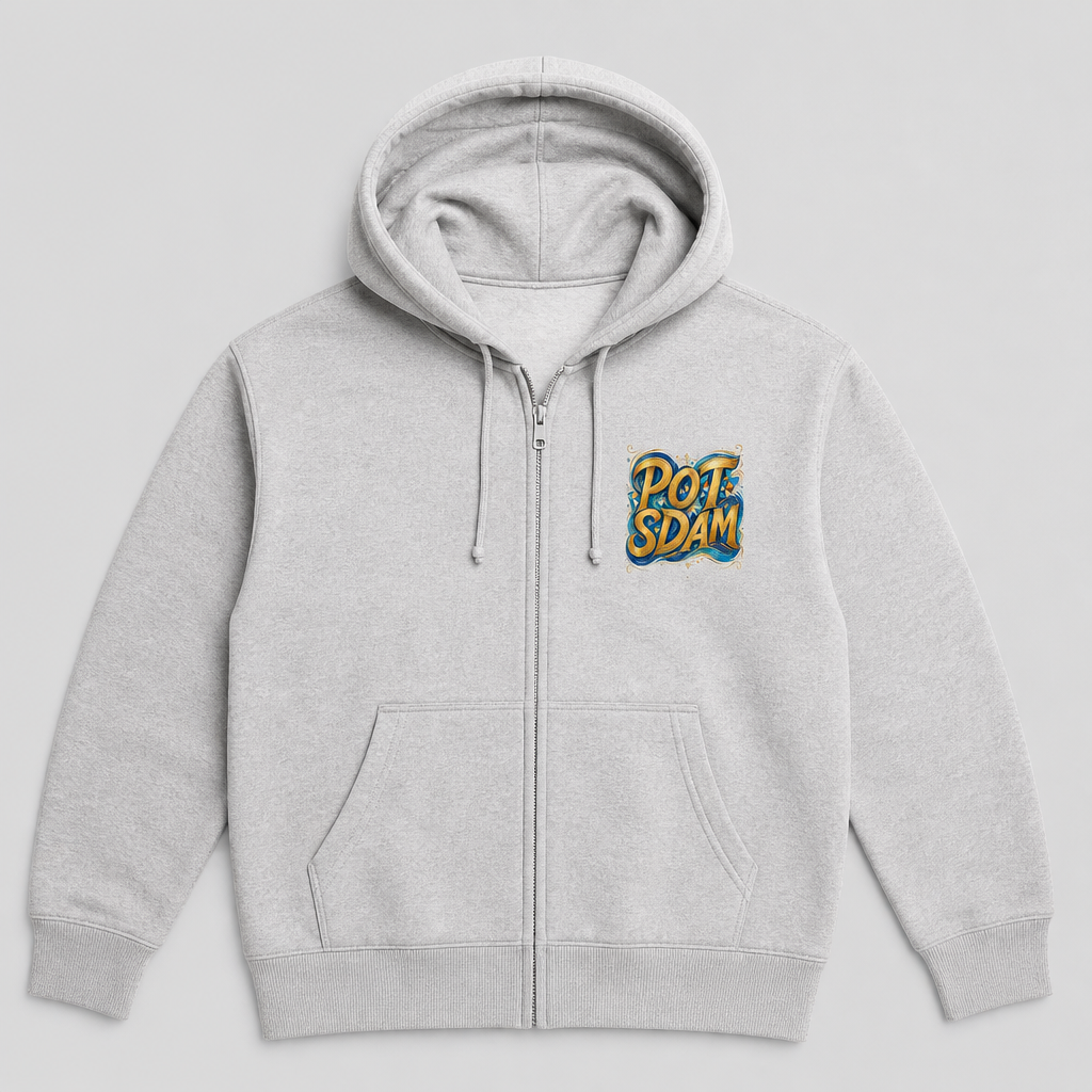 Potsdam Schriftzug Meisterwerk Zip-Hoodie, Vorderansicht