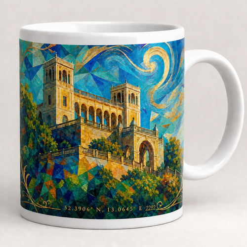 Belvedere Pfingstberg Meisterwerk Tasse, Motiv-Seite mit Signatur