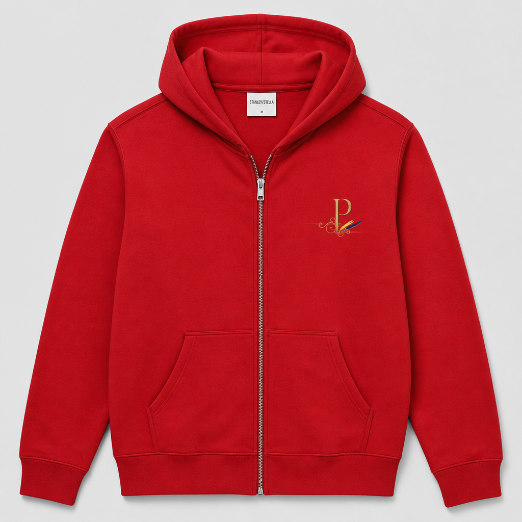 Stadtname Meisterwerk Zip-Hoodie Red, Vorderansicht