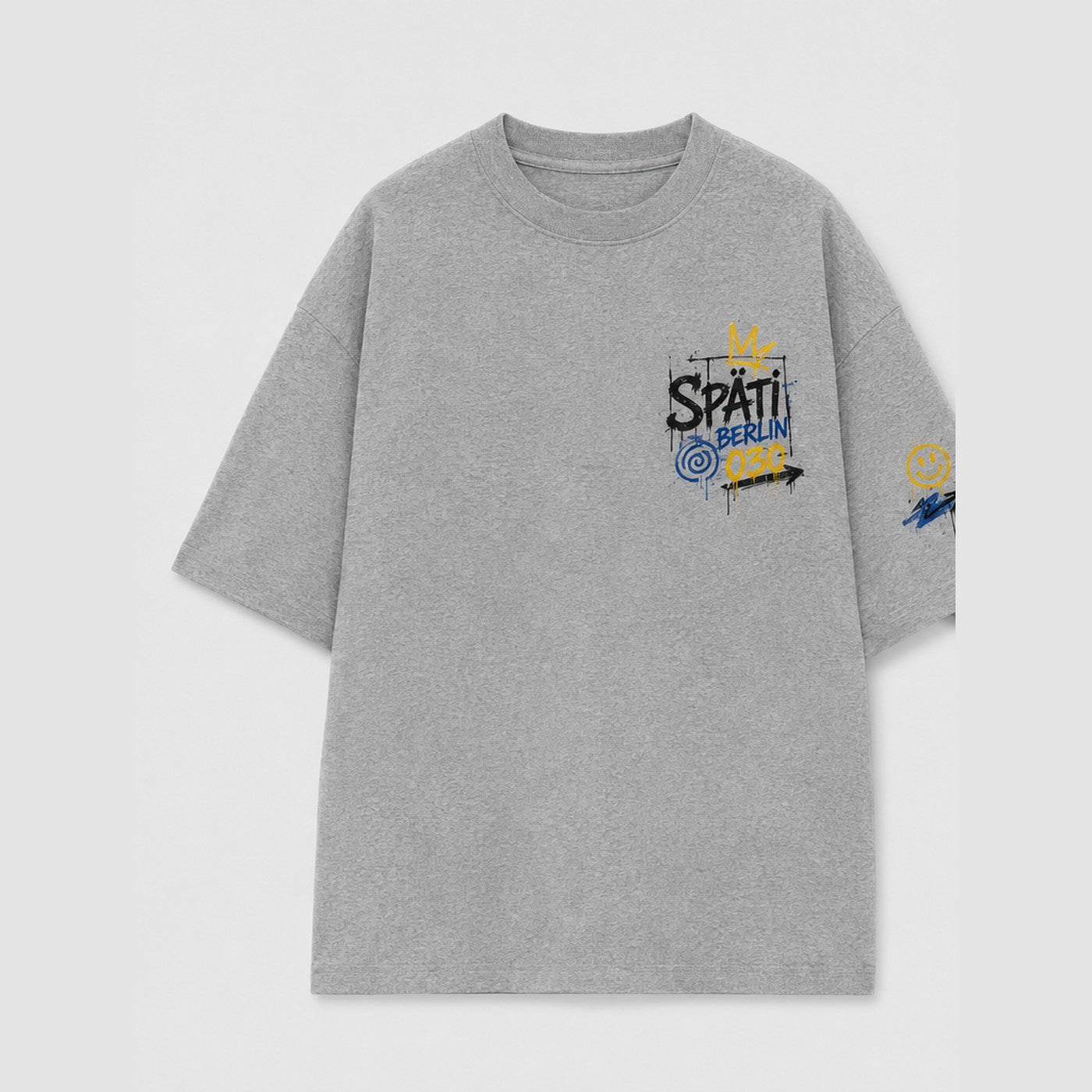 Späti Icke Oversized T-Shirt Grau meliert, Vorderansicht