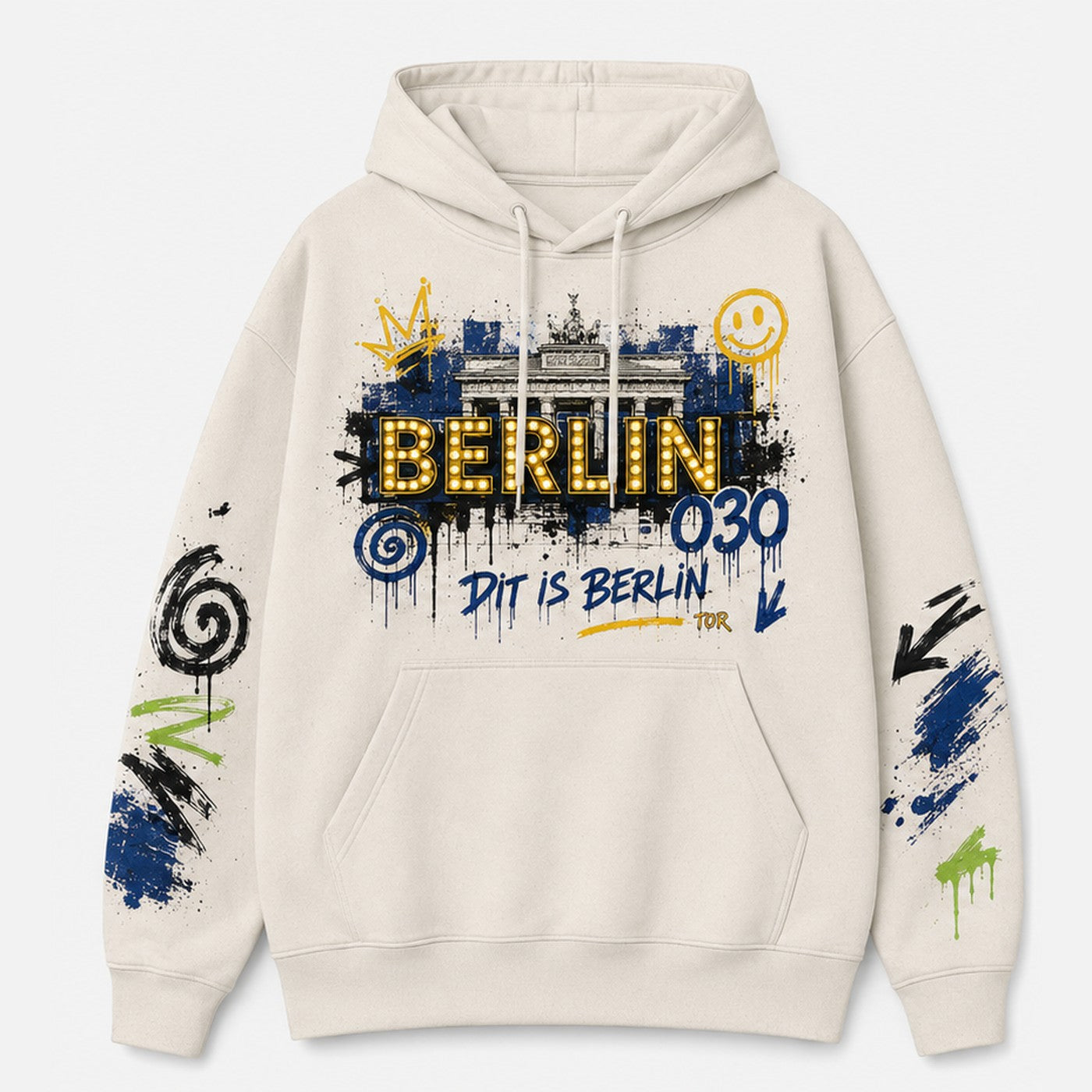 Tor Dit Hoodie Natural, Vorderansicht mit Brustprint