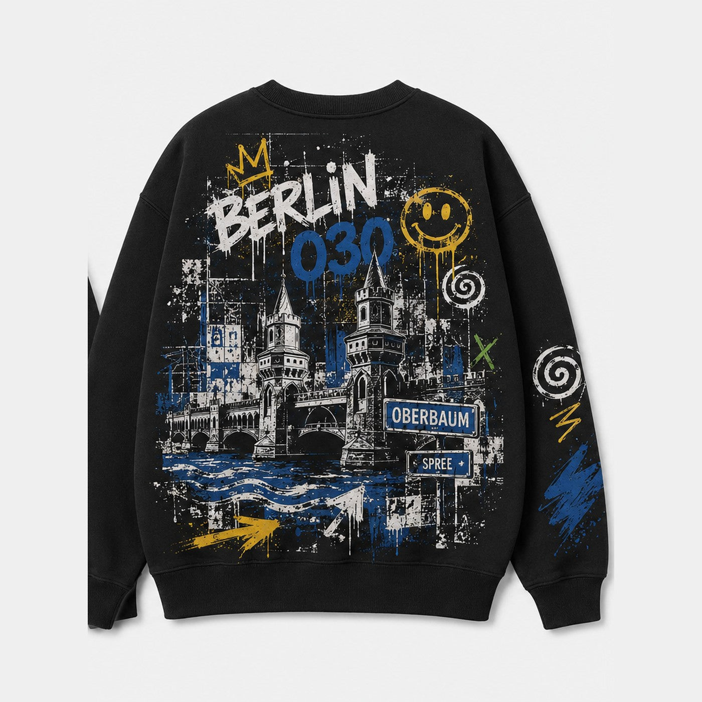 Oberbaum Sweater Schwarz, Rückansicht mit Oberbaumbrücke
