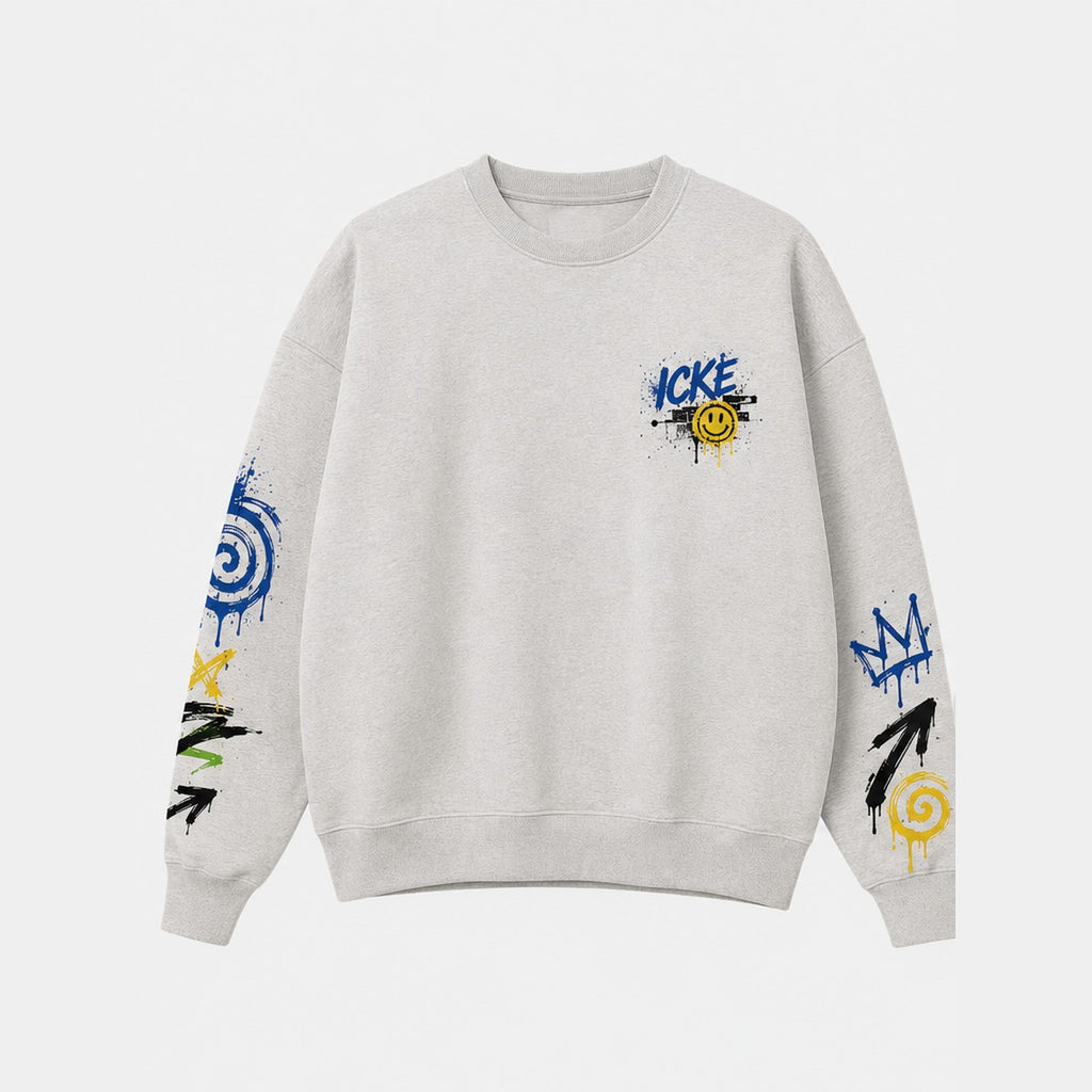 Bär Icke Sweater Light Heather Grey, Vorderansicht mit Brustprint
