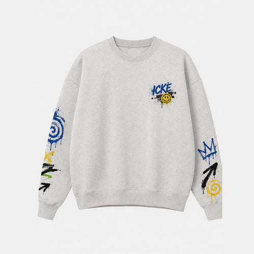 Bär Icke Sweater Light Heather Grey, Vorderansicht mit Brustprint