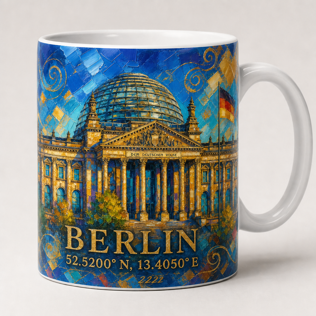 Reichstag Meisterwerk Tasse, Motiv-Seite mit Signatur