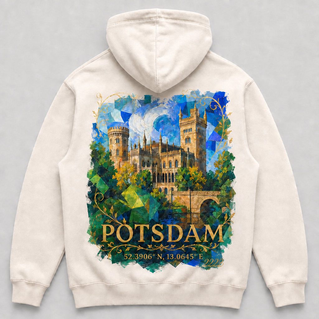 Schloss Babelsberg Meisterwerk Hoodie, Rückansicht mit Signatur
