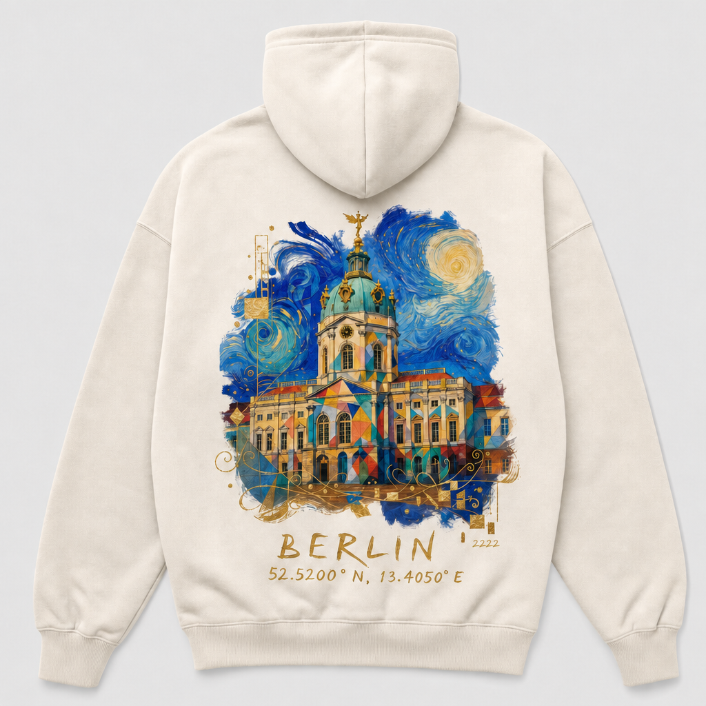 Schloss Charlottenburg Meisterwerk Hoodie, Rückansicht mit Signatur