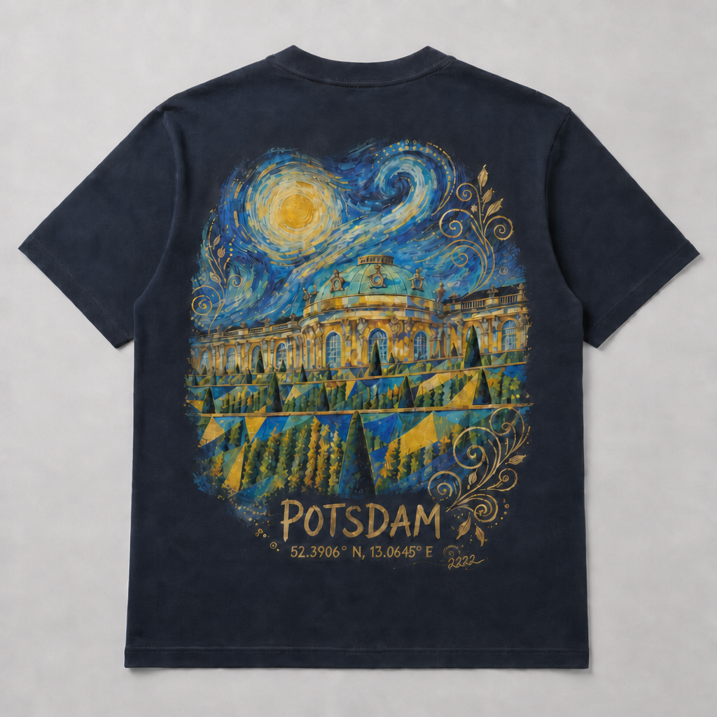 Sanssouci Meisterwerk T-Shirt French Navy, Rückansicht mit Signatur