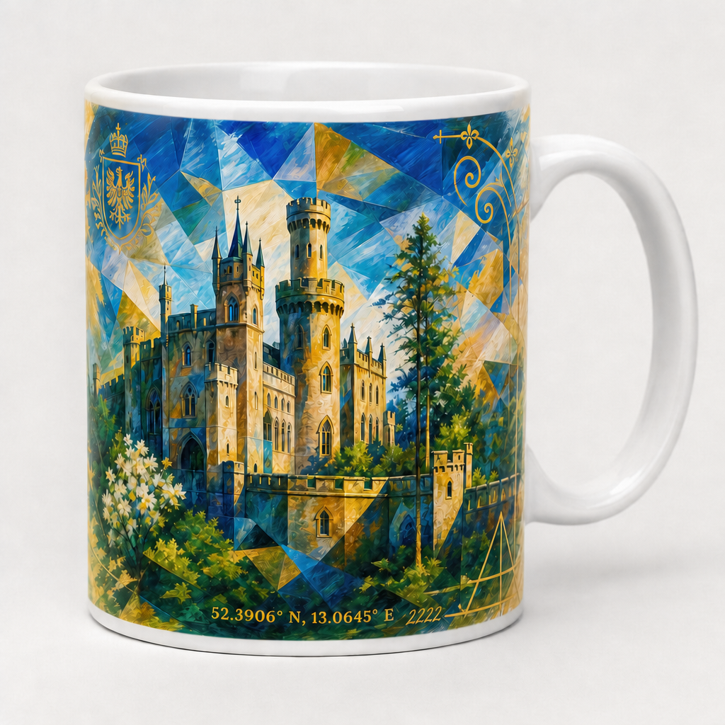 Schloss Babelsberg Meisterwerk Tasse, Motiv-Seite mit Signatur