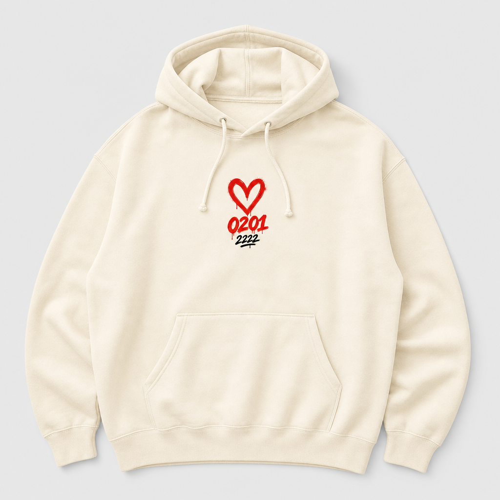 Essen an der Ruhr Pott Liebe Heavy Hoodie Essen Natural Vorderansicht mit Brustdruck