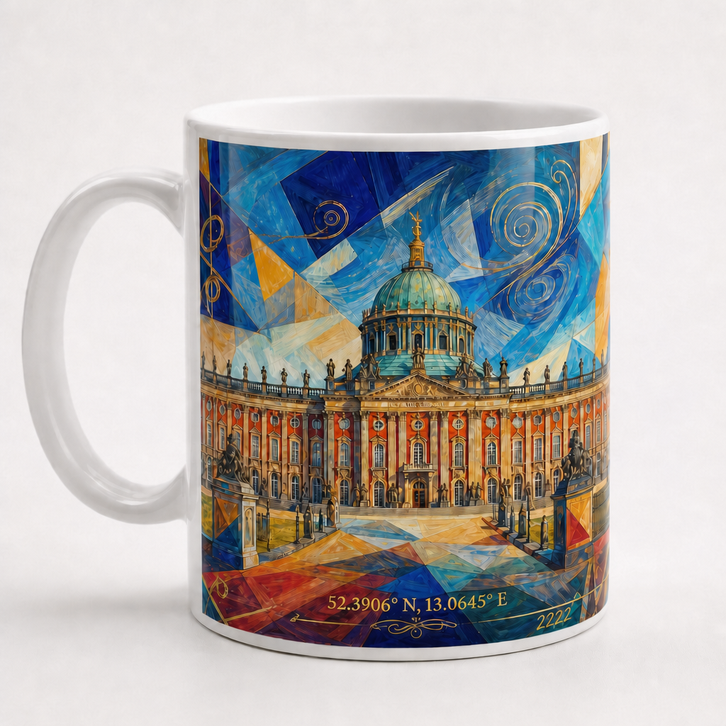 Neues Palais Meisterwerk Tasse, Motiv-Seite mit Signatur