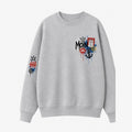 Rathaus Hanse Sweater Grau meliert, Vorderansicht mit Brustprint