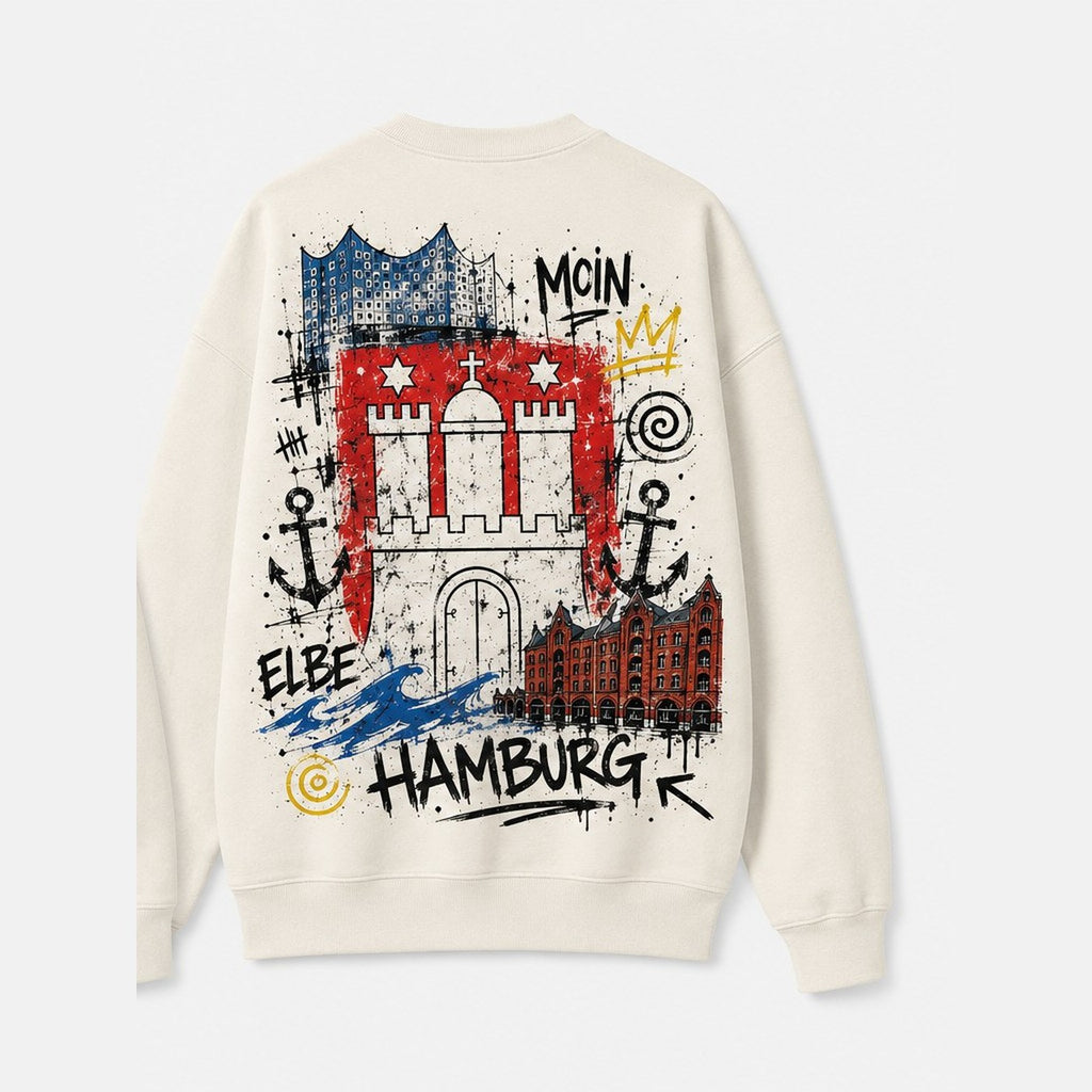 Wappen Elbe Sweater Natural, Rückansicht mit Hamburger Wappenzeichen