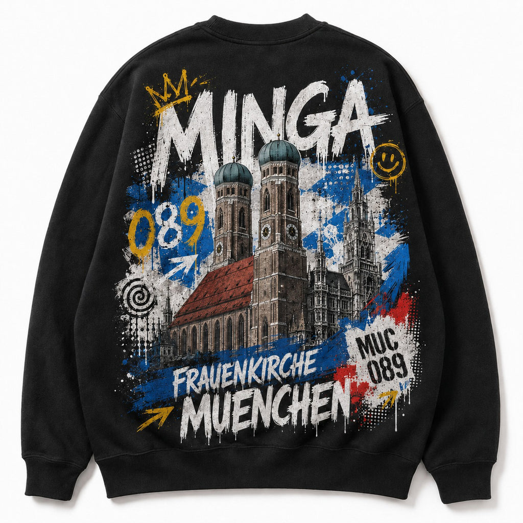 Frauenkirche Minga Oversized T-Shirt Schwarz, Rückansicht mit Frauenkirche