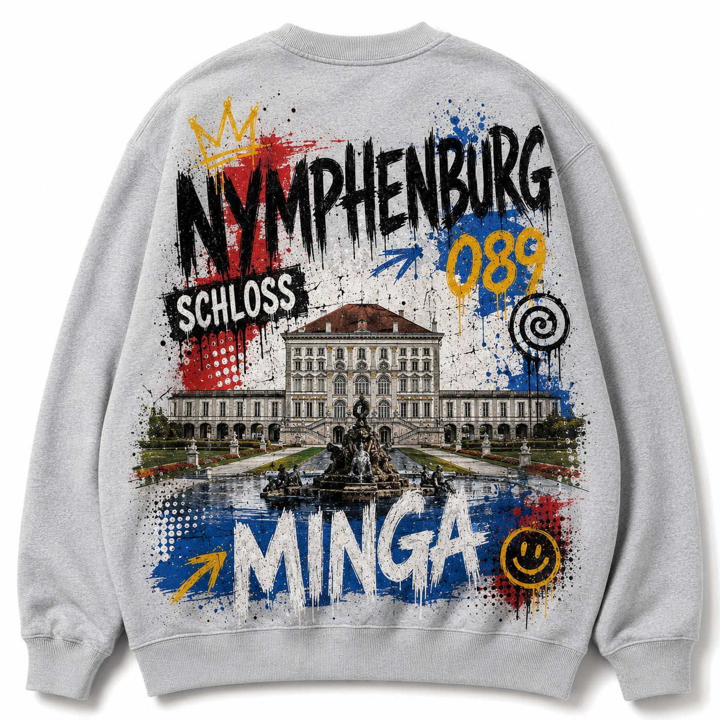Nymphenburg Sweater Natural, Rückansicht mit Schloss Nymphenburg