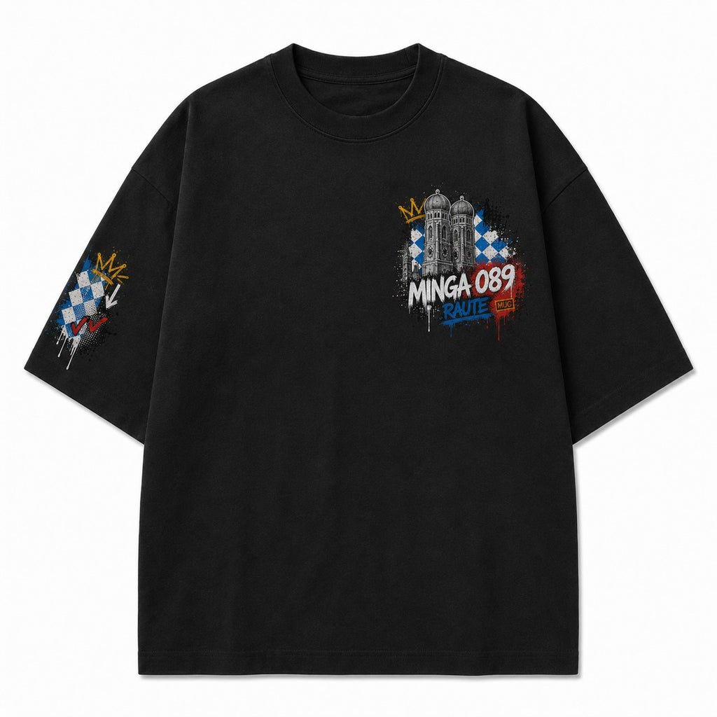 Bavaria Raute Minga Oversize T-Shirt Schwarz, Vorderansicht