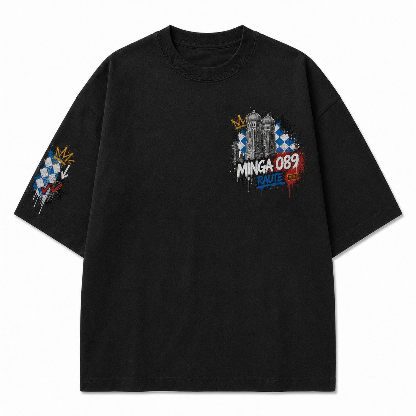 Bavaria Raute Minga Oversize T-Shirt Schwarz, Vorderansicht